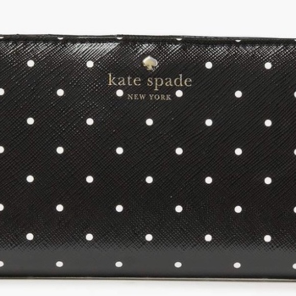 Kate Spade Polka Dot Wallet Slim Bifold Black White Pre-owned - Picture 6 of 7